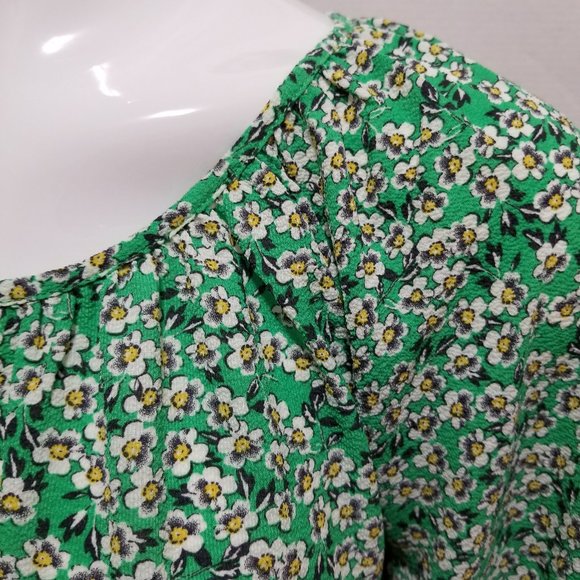 W5 top Medium floral print peplum peasant tie neck keyhole boho Anthropologie - Picture 8 of 11